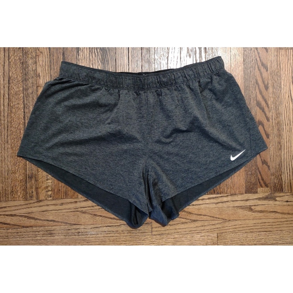 Nike Dri-FIT Women's 2X Running Shorts Gray Heather Branded Waistband Lined‎